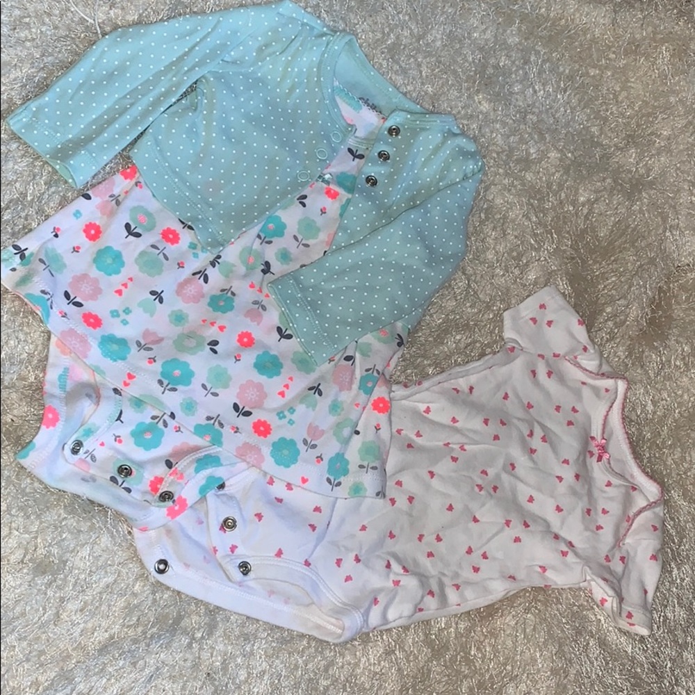 3-6m- dress and coat with short sleeve shirt